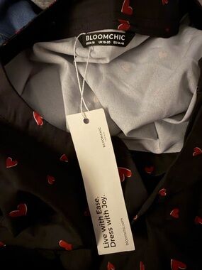 BloomChic Black shirt with Red Heart Print